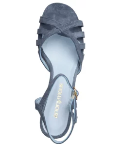 Anonymous Copenhagen Issi 55 Calf suede Heeled Sandals For Women Gold -Heeled shoes Sales Store annissi55 cdenimblue 3