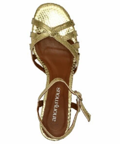 Anonymous Copenhagen Issi 55 Calf suede Heeled Sandals For Women Gold -Heeled shoes Sales Store annissi55 cgold 3