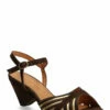 Anonymous Copenhagen Kristine Calf suede mix Heeled Sandals For Women Coffee Brown Gold