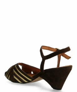 Anonymous Copenhagen Kristine Calf suede mix Heeled Sandals For Women Coffee Brown Gold -Heeled shoes Sales Store annkristine ccoffeebrowngold 2