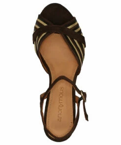 Anonymous Copenhagen Kristine Calf suede mix Heeled Sandals For Women Coffee Brown Gold -Heeled shoes Sales Store annkristine ccoffeebrowngold 3