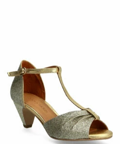 Anonymous Copenhagen Linette 50 Fine glitter & leather Pumps For Women Gold Champagne