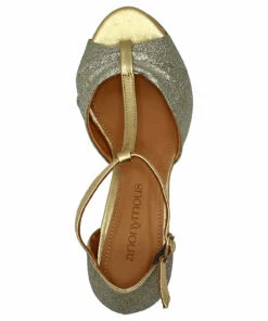 Anonymous Copenhagen Linette 50 Fine glitter & leather Pumps For Women Gold Champagne -Heeled shoes Sales Store annlinette50 cgoldchampagne 3