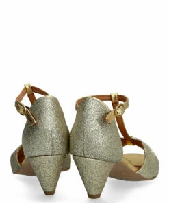 Anonymous Copenhagen Linette 50 Fine glitter & leather Pumps For Women Gold Champagne -Heeled shoes Sales Store annlinette50 cgoldchampagne 4
