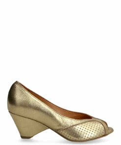 Anonymous Copenhagen Tiffany triangle crackled metallic goat Pumps For Women Denim Blue -Heeled shoes Sales Store anntiffanytriangle cgold 1