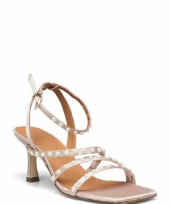 Billi Bi Sandals A12640 Heeled Sandals For Women Off White Satin 773 -Heeled shoes Sales Store bbia12640 coffwhitesatin773 1