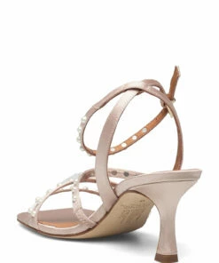 Billi Bi Sandals A12640 Heeled Sandals For Women Off White Satin 773 -Heeled shoes Sales Store bbia12640 coffwhitesatin773 2