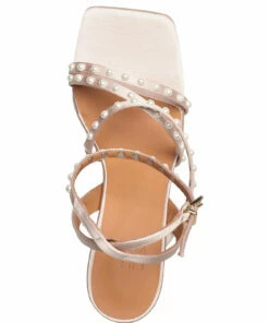 Billi Bi Sandals A12640 Heeled Sandals For Women Off White Satin 773 -Heeled shoes Sales Store bbia12640 coffwhitesatin773 3