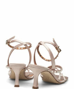 Billi Bi Sandals A12640 Heeled Sandals For Women Off White Satin 773 -Heeled shoes Sales Store bbia12640 coffwhitesatin773 4