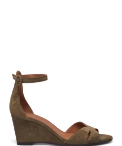 Billi Bi Sandals A2090 Wedge Heels For Women Army Babysilk Suede 557 -Heeled shoes Sales Store bbia2090 carmybabysilksuede557 1