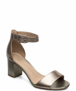 Clarks Deva Mae Heeled Sandals For Women Pewter Leather -Heeled shoes Sales Store clr26133032 cpewterleather v2d 1