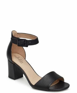 Clarks Deva Mae Heeled Sandals For Women Black Leather -Heeled shoes Sales Store clr26140007 cblackleather vd 1