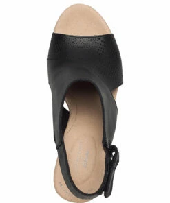 Clarks Lafley Joy Wedge Heels For Women Black Leather -Heeled shoes Sales Store clr26145421 cblackleather v0d 3