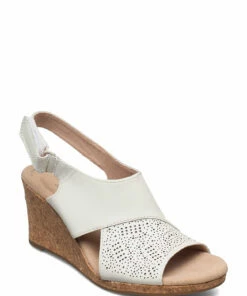 Clarks Lafley Joy Wedge Heels For Women White Leather -Heeled shoes Sales Store clr26145427 cwhiteleather v1d 1