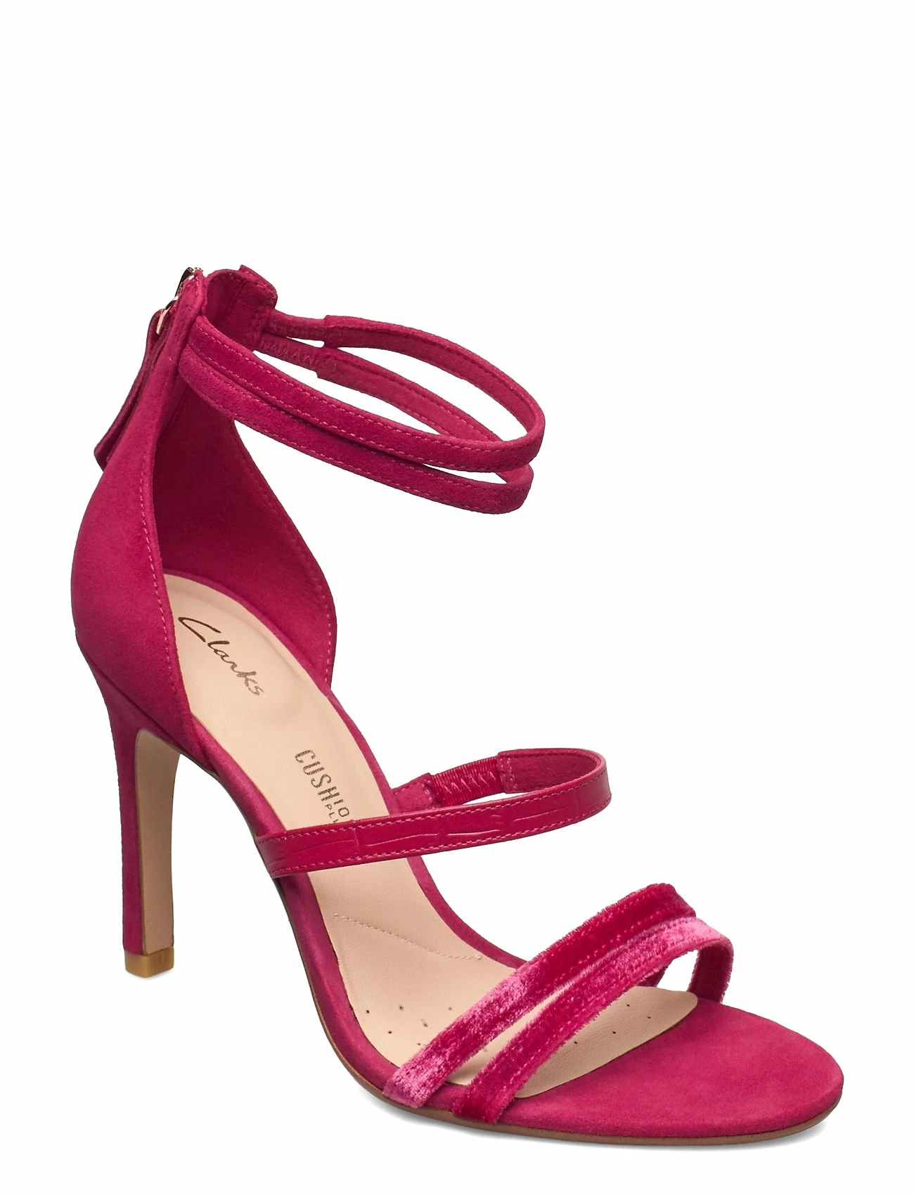 Clarks Curtain Strap Heeled Sandals For Women Fuchsia 1 Clarks Curtain Strap Heeled Sandals For Women Fuchsia