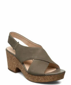 Clarks Maritsa Lara Heeled Sandals For Women Sage Nubuck