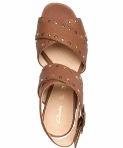 Clarks Sheer55 Buckle Heeled Sandals For Women Tan Leather -Heeled shoes Sales Store clr26149267 ctanleather v3d 3