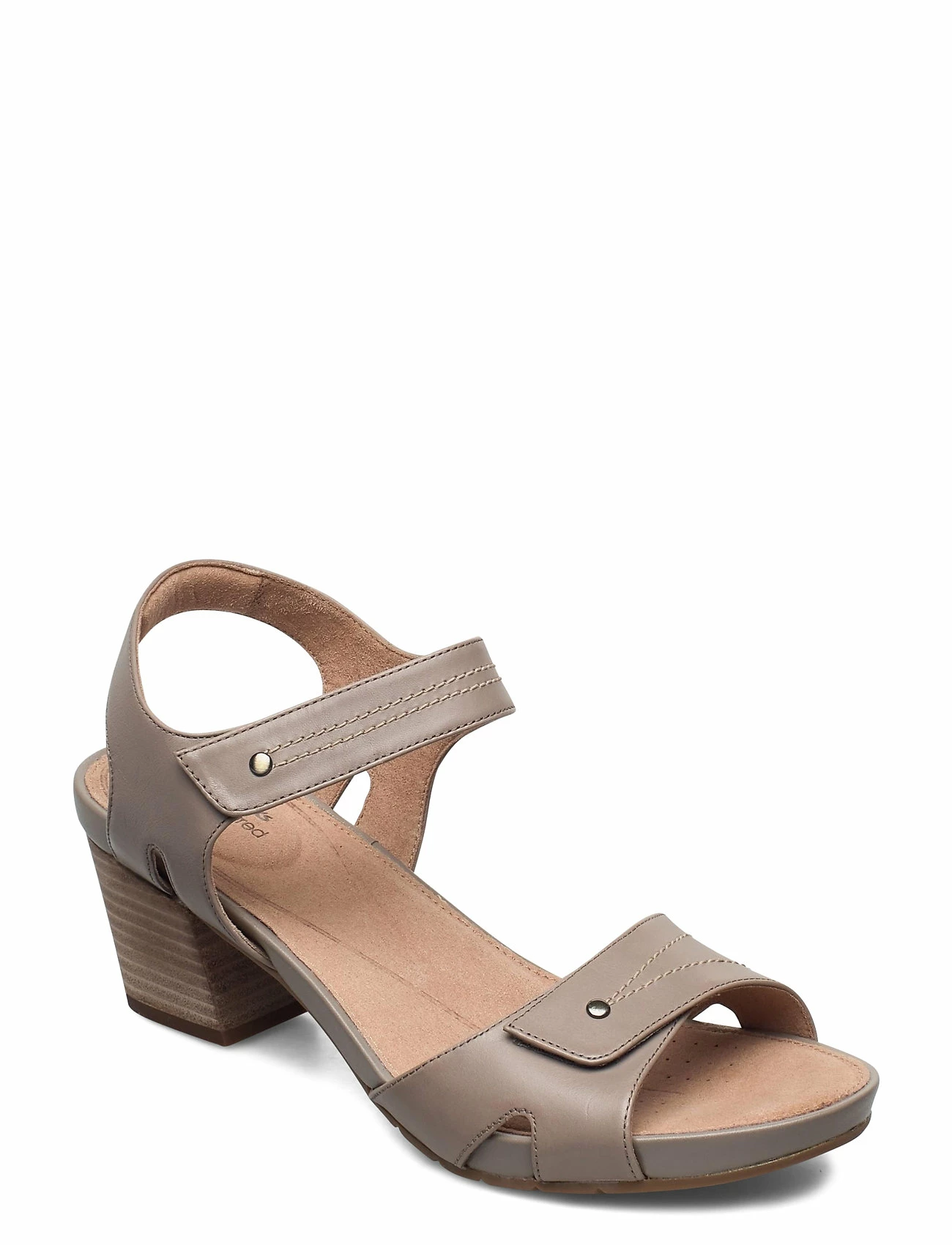 Clarks Un Palma Vibe Heeled Sandals For Women Taupe Leather 1 Clarks Un Palma Vibe Heeled Sandals For Women Taupe Leather