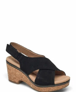 Clarks Giselle Cove Wedge Heels For Women Black -Heeled shoes Sales Store clr26158136 cblack v0d 1