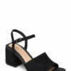 Clarks Sheer65 Block Heeled Sandals For Women Black Sde