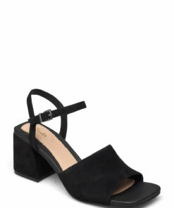 Clarks Sheer65 Block Heeled Sandals For Women Black Sde
