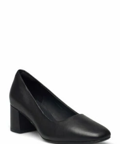 Clarks Sheer55 Court Pumps For Women Black Leather