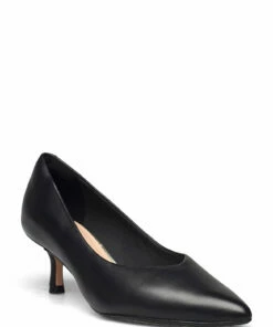 Clarks Violet55 Court Pumps For Women Black Leather -Heeled shoes Sales Store clr26161533 cblackleather v0d 1