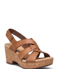 Clarks Giselle Beach Heeled Sandals For Women Tan Leather -Heeled shoes Sales Store clr26164796 ctanleather v3d 1