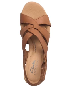 Clarks Giselle Beach Heeled Sandals For Women Tan Leather -Heeled shoes Sales Store clr26164796 ctanleather v3d 3
