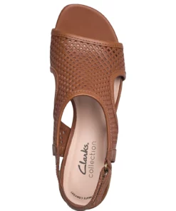 Clarks Caroleigh Star Heeled Sandals For Women Tan Leather 9 Clarks Caroleigh Star Heeled Sandals For Women Tan Leather -Heeled shoes Sales Store clr26165099 ctanleather v3d 3
