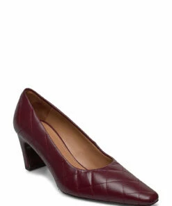 Flattered Iggy Black Leather Quilted Pumps For Women Burgundy 11 Flattered Iggy Black Leather Quilted Pumps For Women Burgundy -Heeled shoes Sales Store fla0411221 cburgundy 1