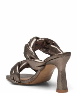 Flattered River Leather Heeled Sandals For Women Black 50 Flattered River Leather Heeled Sandals For Women Black -Heeled shoes Sales Store fla0416001 cmetallic 2