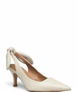 Flattered Franchesca Bow Leather Pumps For Women Creme -Heeled shoes Sales Store fla0420501 ccreme 1