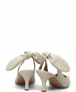 Flattered Franchesca Bow Leather Pumps For Women Creme -Heeled shoes Sales Store fla0420501 ccreme 4