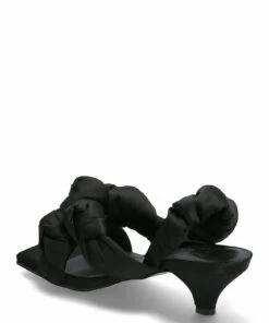 Ganni Recycled Satin Heeled Sandals For Women Black -Heeled shoes Sales Store gans1450 cblack 2