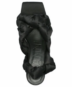 Ganni Recycled Satin Heeled Sandals For Women Black -Heeled shoes Sales Store gans1450 cblack 3