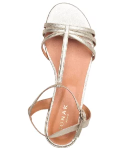 Jonak Paris 225-ADELMO REPTILE METALLISE Heeled Sandals For Women Gold -Heeled shoes Sales Store jon7000255 cgold 3