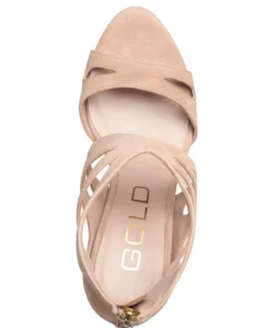 GOLD 25331 Heeled Sandals For Women Revecurt Suede Creme -Heeled shoes Sales Store old25331 crevecurtsuedecreme v150 3