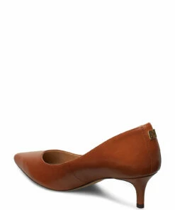 Lauren Ralph Lauren Adrienne Leather Pump Pumps For Women Deep Saddle Tan -Heeled shoes Sales Store raf802755525 cdeepsaddletan v10265282whv 2