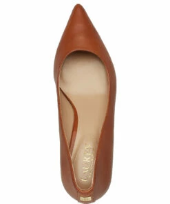 Lauren Ralph Lauren Adrienne Leather Pump Pumps For Women Deep Saddle Tan -Heeled shoes Sales Store raf802755525 cdeepsaddletan v10265282whv 3