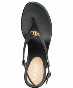 Lauren Ralph Lauren Jeannie Faux-Leather Sandal Wedge Heels For Women Deep Saddle Tan -Heeled shoes Sales Store raf802784574 cblack v10008832wah 3