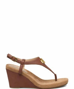 Lauren Ralph Lauren Jeannie Faux-Leather Sandal Wedge Heels For Women Deep Saddle Tan -Heeled shoes Sales Store raf802784574 cdeepsaddletan v10008832whv 1