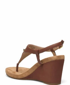 Lauren Ralph Lauren Jeannie Faux-Leather Sandal Wedge Heels For Women Deep Saddle Tan -Heeled shoes Sales Store raf802784574 cdeepsaddletan v10008832whv 2