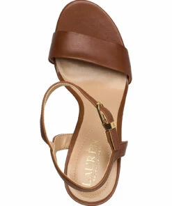 Lauren Ralph Lauren Gwen Leather Sandal Heeled Sandals For Women Black -Heeled shoes Sales Store raf802813904 cdeepsaddletan v10037672whv 3