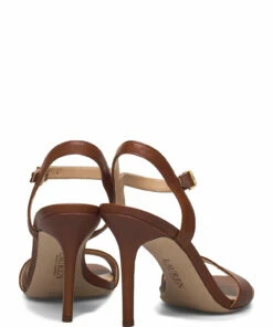 Lauren Ralph Lauren Gwen Leather Sandal Heeled Sandals For Women Black -Heeled shoes Sales Store raf802813904 cdeepsaddletan v10037672whv 4