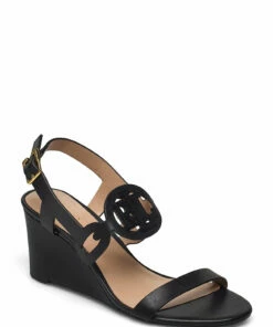 Lauren Ralph Lauren Amilea Burnished Leather Wedge Wedge Heels For Women Deep Saddle Tan -Heeled shoes Sales Store raf802818917 cblack v10037672wah