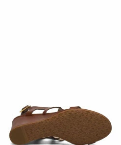 Lauren Ralph Lauren Amilea Burnished Leather Wedge Wedge Heels For Women Deep Saddle Tan -Heeled shoes Sales Store raf802818917 cdeepsaddletan v10037672whv 4