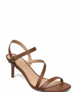 Lauren Ralph Lauren Landyn Nappa Leather Sandal Heeled Sandals For Women Deep Saddle Tan