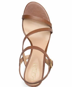 Lauren Ralph Lauren Landyn Nappa Leather Sandal Heeled Sandals For Women Deep Saddle Tan -Heeled shoes Sales Store raf802826756 cdeepsaddletan v568112whv 3