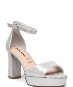 Tamaris Woms Sandals Heeled Sandals For Women Silver -Heeled shoes Sales Store tam112833028 csilver v941 1